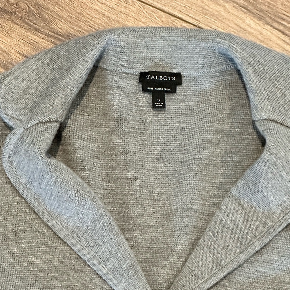 NWOT Talbots Merino Wool Grey Sweater Blazer Size Small - Picture 5 of 10